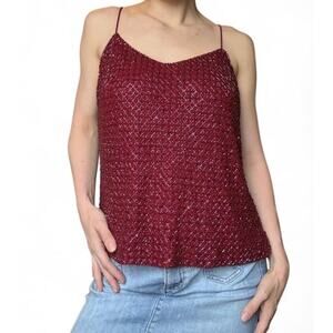 Burgundy Ann Taylor beaded camisole top size 12 NWT